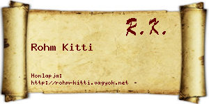 Rohm Kitti névjegykártya